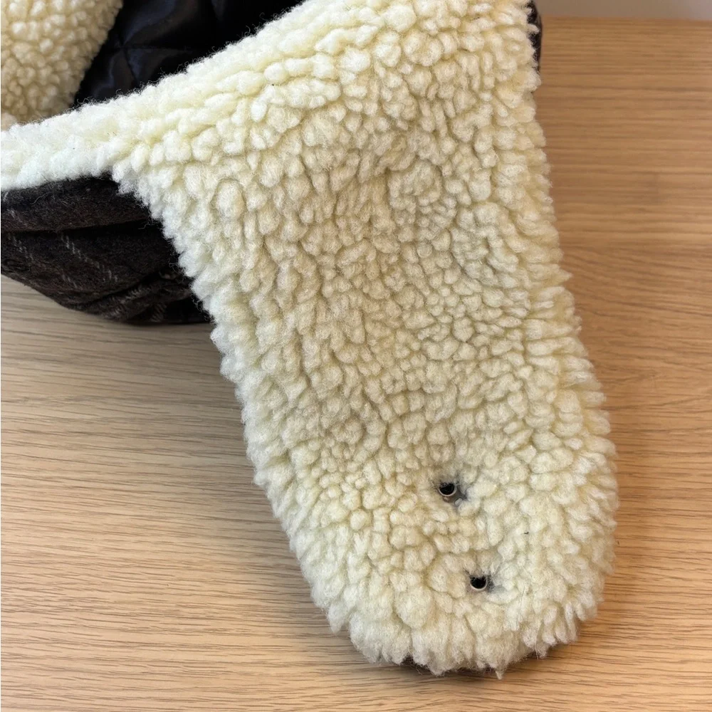 Stetson Plaid Brown and Cream Faux Sherpa Trapper‎ Hat Large